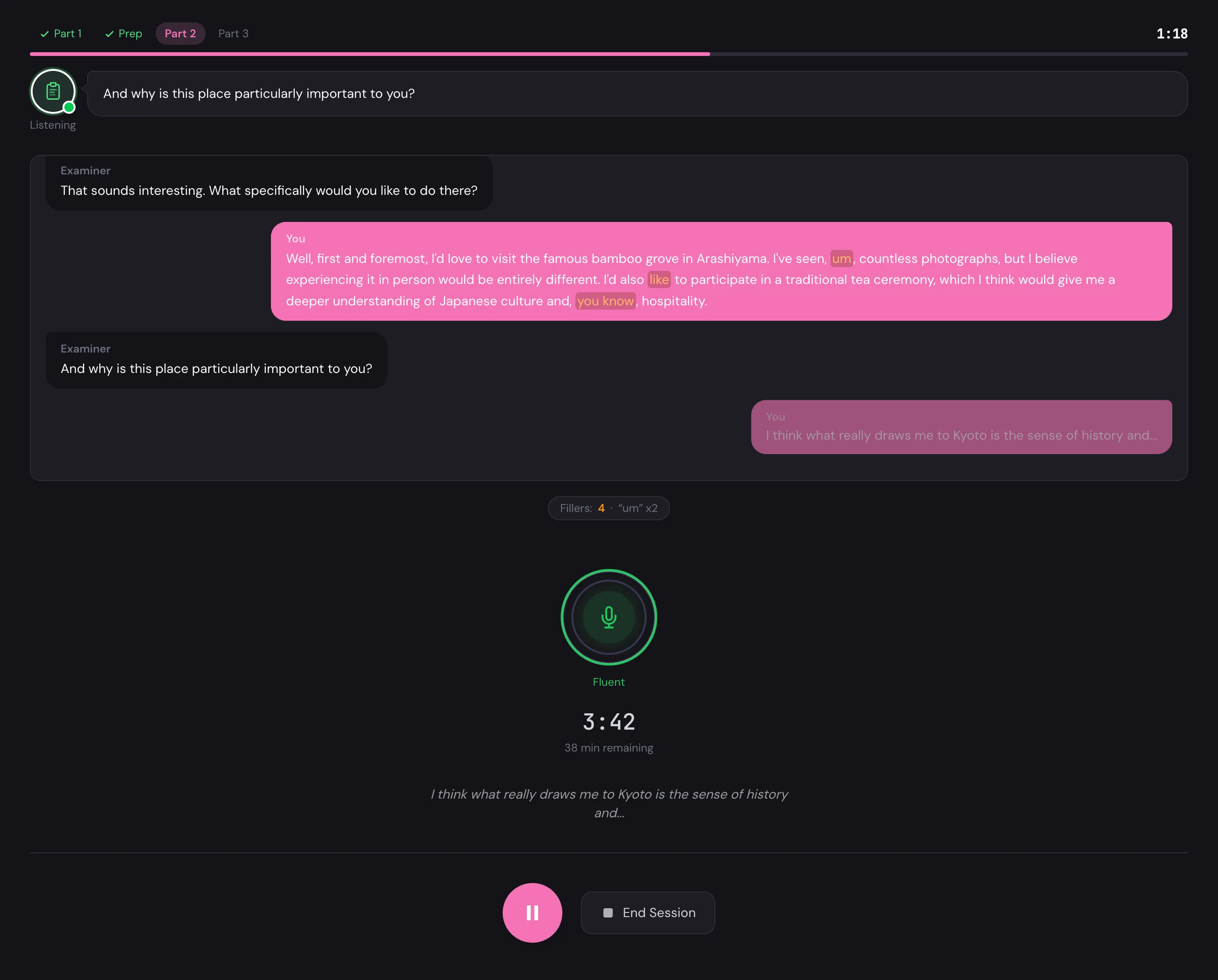 AI Speaking سمیولیٹر